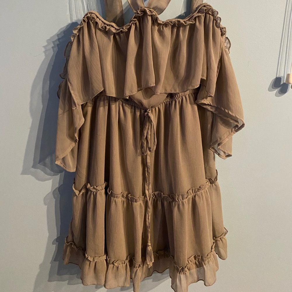 Off the shoulder, halter neck dress